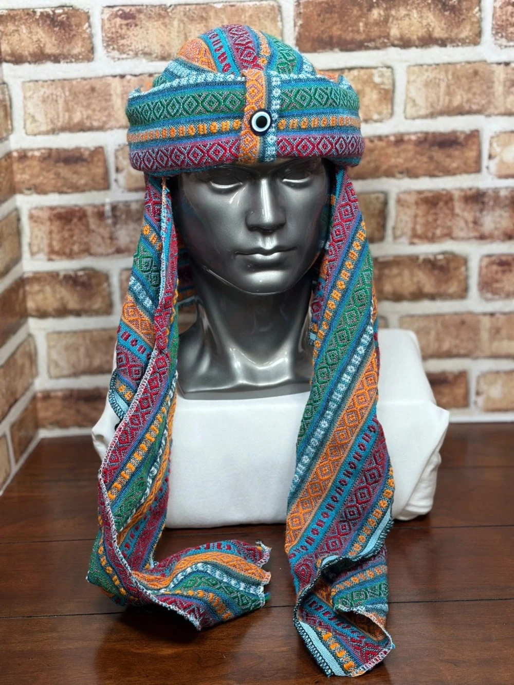 Traditional Ethnic Evil Eye Pashmina Hat with Scarf Fez Nomadic Nomad Hat
